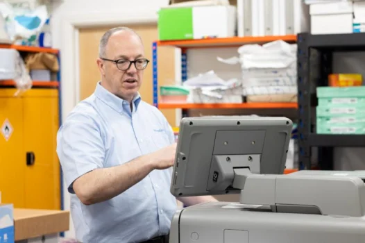 man using printer
